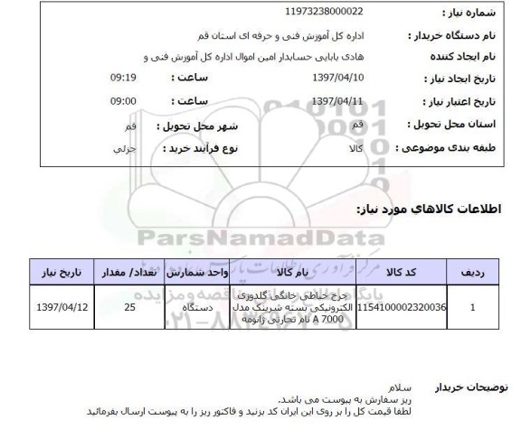 استعلام, استعلام چرخ خیاطی خانگی