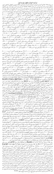 آگهی مزایده , مزایده فروش یخچال ـ تلویزیون و ...
