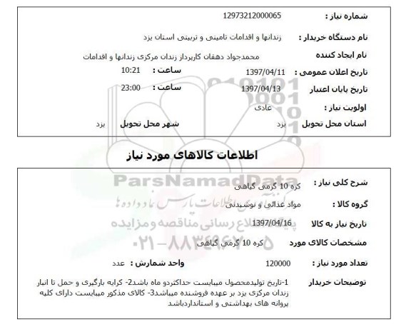 استعلام, کره 10 گرمی گیاهی
