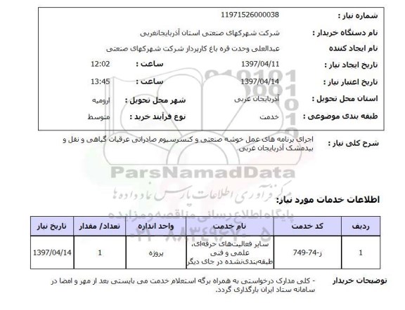 استعلام , استعلام اجرای برنامه عمل خوشه صنعتی و کنسرسیوم صادراتی عرقیات گیاهی ...