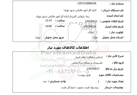 استعلام, اجناس و فعالیت های ابنیه