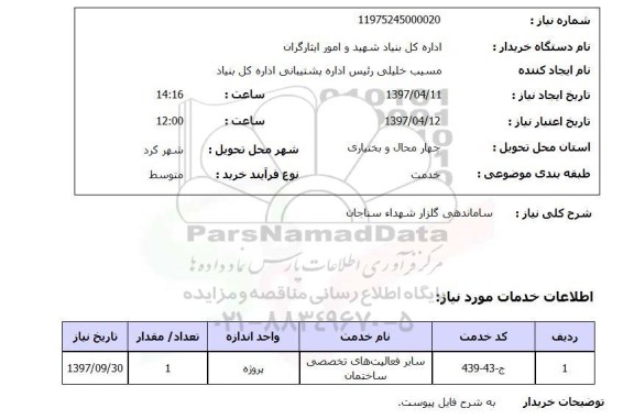 استعلام, ساماندهی گلزار شهدای ...