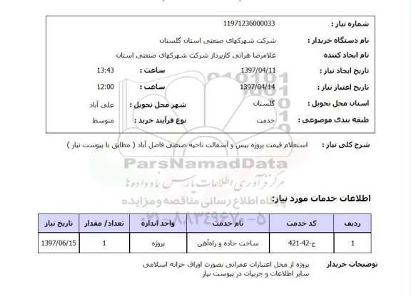 استعلام, قیمت پروژه بیس و آسفالت
