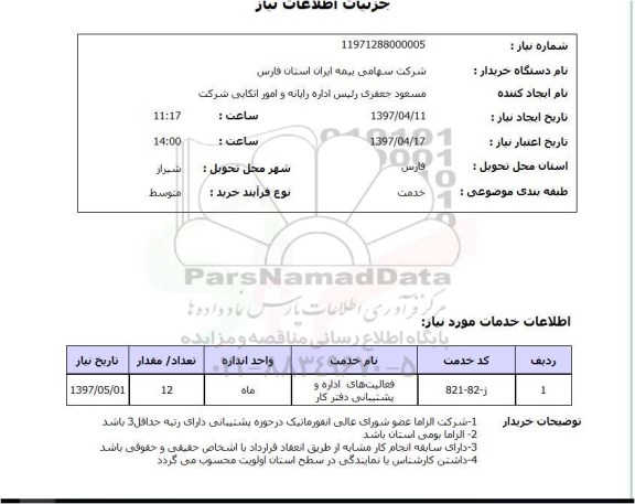 استعلام ,استعلام فعالیت های اداره و پشتیبانی دفتر کار