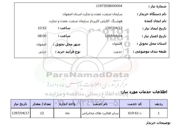 استعلام, سایر فعالیت های مخابراتی