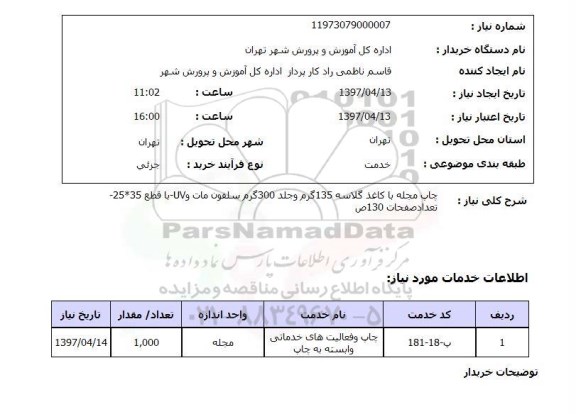 استعلام, چاپ مجله