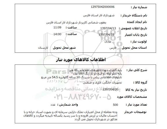 استعلام, پایه گاباری جهت تابلوهای اطلاعاتی 