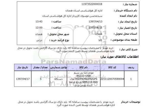 استعلام, استعلام خرید مودم