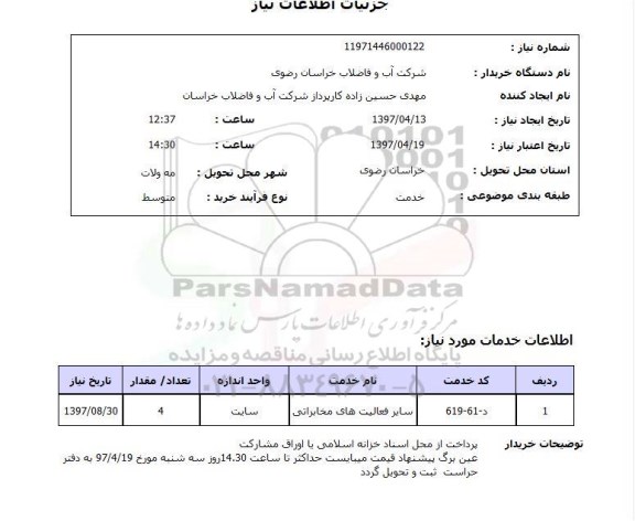 استعلام , استعلام سایر فعالیت های مخابراتی