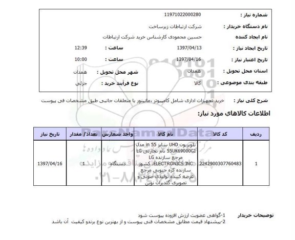 استعلام , استعلام تلویزیون UHD 