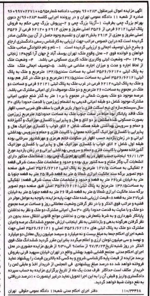 مزایده,مزایده ملک مساحت سندی 132.5متر