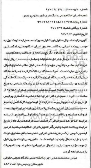 مزایده دستگاه اره فلک کارکرده - دستگاه برش کارکرده