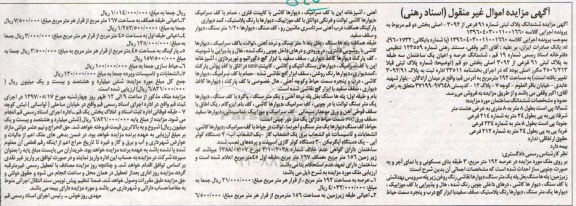 مزایده,مزایده ششدانگ پلاک ثبتی عرصه 192 متر