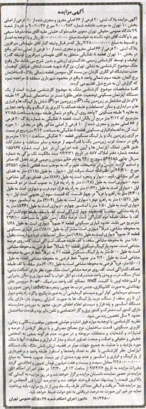 مزایده,مزایده پلاک ثبتی 20 فرعی از 66 اصلی قطعه 8 تفکیکی