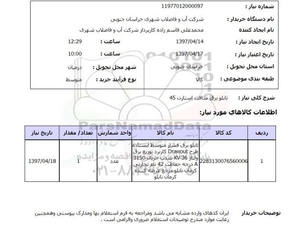 استعلام,استعلام تابلو برق