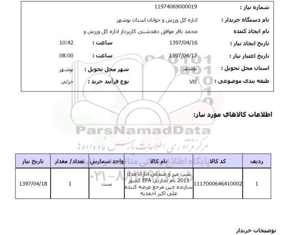 استعلام , استعلام ست میز ...