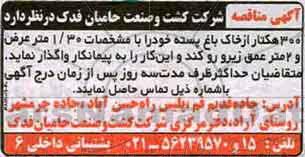 مناقصه, مناقصه زیرورو کردن 300 هکتار خاک باغ پسته 