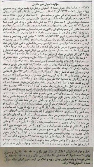 مزایده,مزایده پلاک ثبتی بخش 5 اصفهان