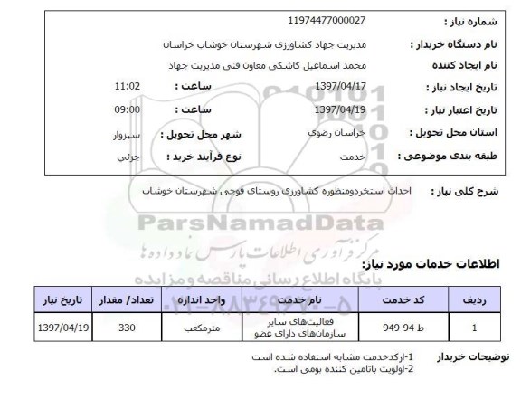 استعلام, احداث استخر دو منظوره کشاورزی