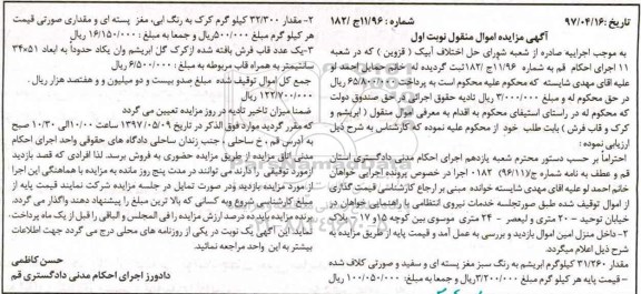 مزایده , مزایده مقدار 31/260 کیلوگرم ابریشم و....