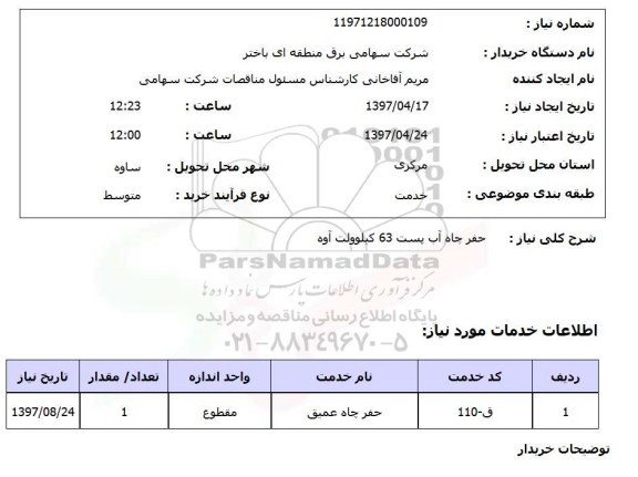 استعلام,استعلام حفر چاه آب
