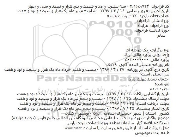 تجدید مزایده, تجدید مزایده واگذاری بهره برداری از تبلیغاتی محیطی فرودگاه
