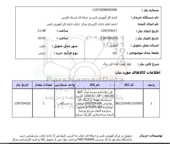 استعلام, استعلام بلوار بوش فوت کن برق
