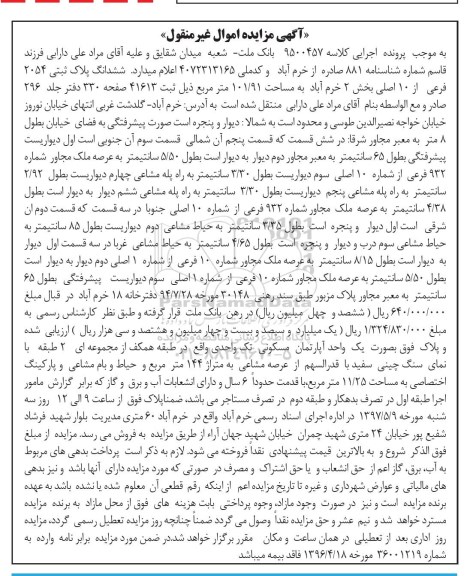 مزایده ,مزایده یک واحد آپارتمان مسکونی تک واحدی