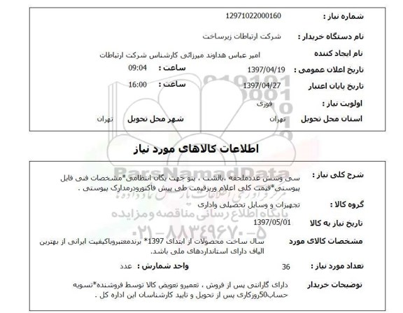 استعلام, استعلام ملحفه، بالشت، پتو 