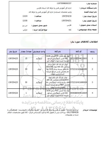 استعلام ,استعلام نوار لبه جنس PVC - ورق ام دی اف خام ساده - ..
