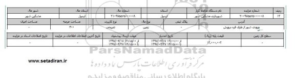 مزایده,مزایده زمین 