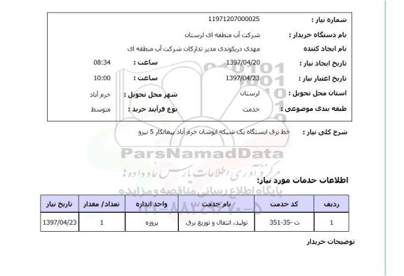 استعلام,خط برق ایستگاه یک شبکه ایوشان...