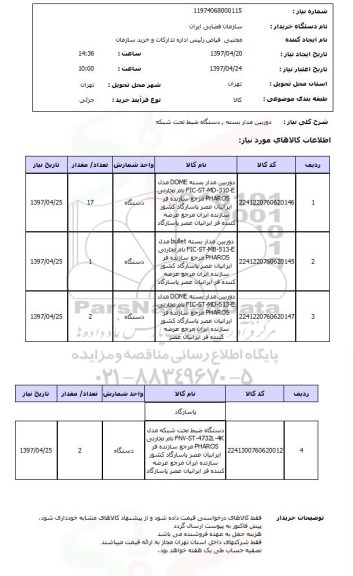 استعلام, استعلام تجهیز دوربین مداربسته