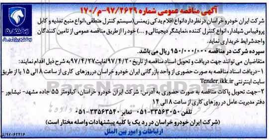 مناقصه, مناقصه انواع اقلام یدکی زیمنس