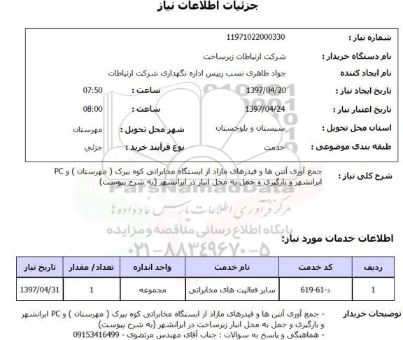 استعلام,جمع آوری آنتن ها و فیدرهای مازاد...
