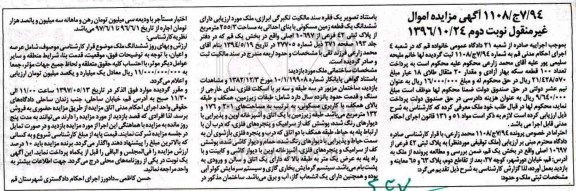 مزایده, مزایده ششدانگ زمین مسکونی مساحت 255.3متر