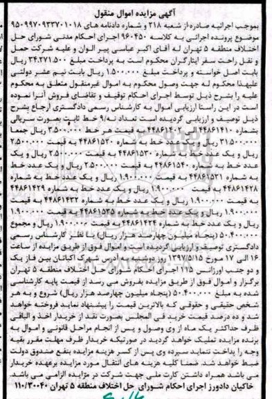 مزایده 9 خط تلفن ثابت 