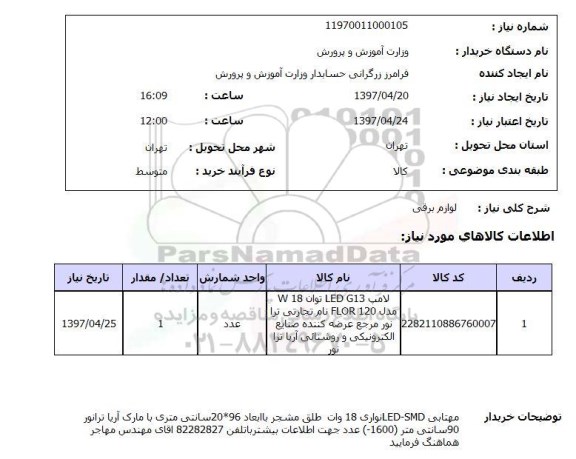 استعلام,استعلام لوازم برقی 