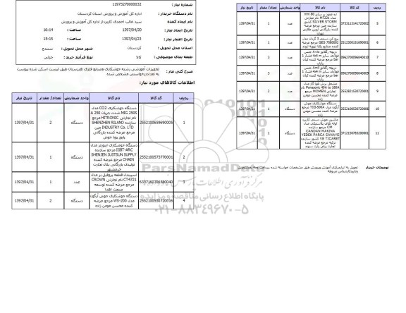 استعلام , استعلام تجهیزات آموزشی ...