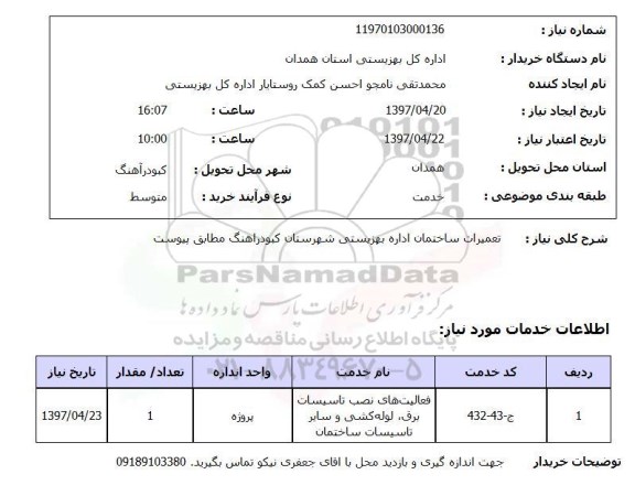 استعلام,استعلام تعمیرات ساختمان