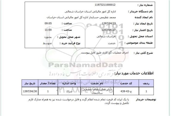 استعلام, استعلام اجرای عملیات گچ کاری