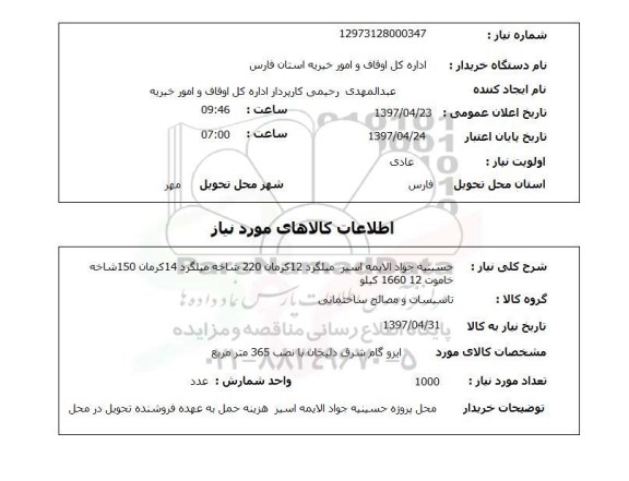 استعلام , استعلام میلگرد ...