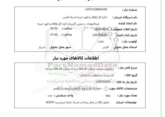 استعلام , استعلام میلگرد ...