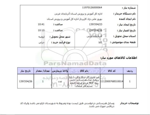 استعلام, میز تحریر کار حرفه و فن