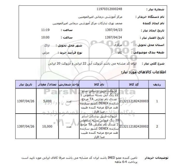 استعلام,استعلام آنژیوکت آبی 22 ایرانی و آنژیوکت 20 ایرانی 