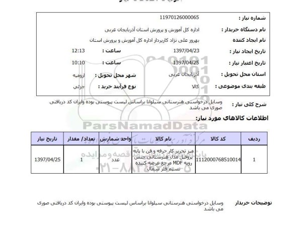 استعلام, میز تحریر کار حرفه و فن