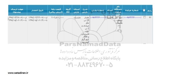 مزایده , مزایده مقدار 5 تن لنگر صیادی و 2 تن تیوپ لاستیکی
