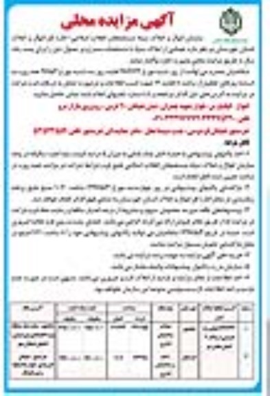 آگهی مزایده ، مزایده اجاره تعدادی از املاک