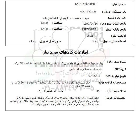 استعلام,ورق شیروانی
