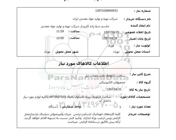 استعلام,استعلام ساخت تابلو برق 